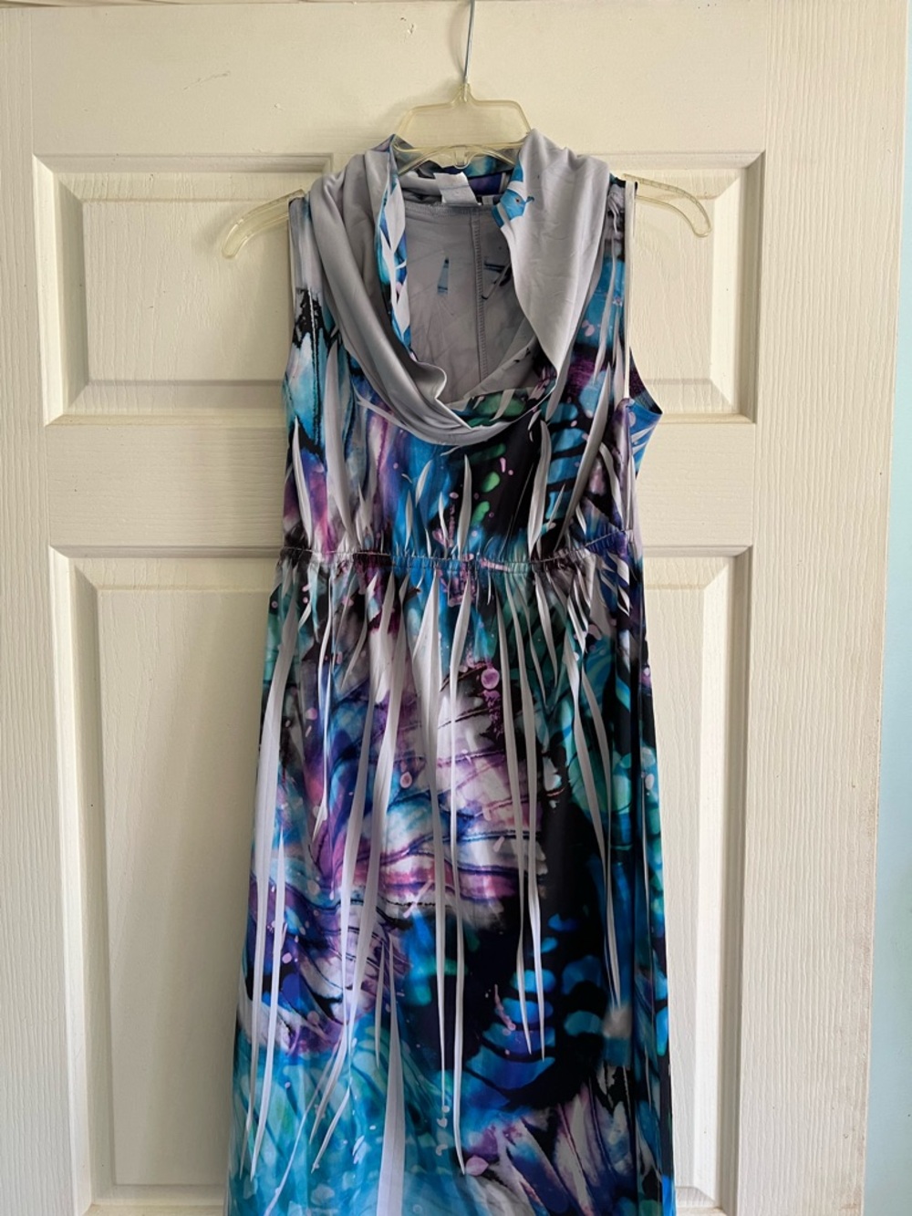 Body Central Blue & Purple Abstract Sleeveless Dress